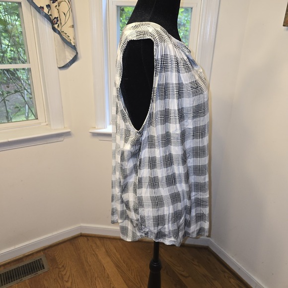 Great Northwest Indigo Sleeveless Button-Down Top Black & White Plaid Size 1X - Picture 3 of 6